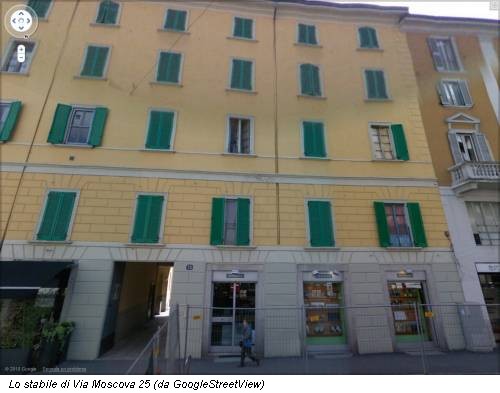 Lo stabile di Via Moscova 25 (da GoogleStreetView)
