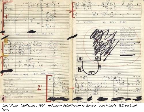 Luigi Nono - Intolleranza 1960 - redazione definitiva per la stampa - coro iniziale - ©Eredi Luigi Nono