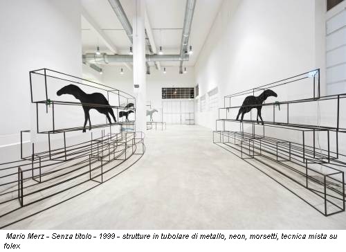 Mario Merz - Senza titolo - 1999 - strutture in tubolare di metallo, neon, morsetti, tecnica mista su folex
