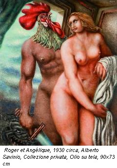 Roger et Angélique, 1930 circa, Alberto Savinio, Collezione privata, Olio su tela, 90x73 cm