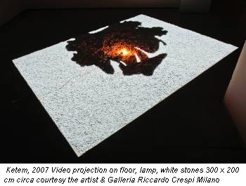 Ketem, 2007 Video projection on floor, lamp, white stones 300 x 200 cm circa courtesy the artist & Galleria Riccardo Crespi Milano