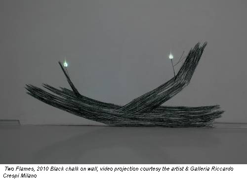 Two Flames, 2010 Black chalk on wall, video projection courtesy the artist & Galleria Riccardo Crespi Milano