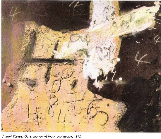 Antoni Tàpies, Ocre, marron et blanc aux quatre, 1972