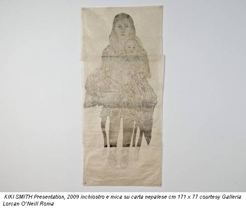 KIKI SMITH Presentation, 2009 inchiostro e mica su carta nepalese cm 171 x 77 courtesy Galleria Lorcan O’Neill Roma