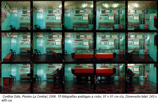 Cynthia Soto, Pooles La Central, 2006. 15 fotografías análogas a color, 81 x 81 cm c/u, Dimensión total: 243 x 405 cm