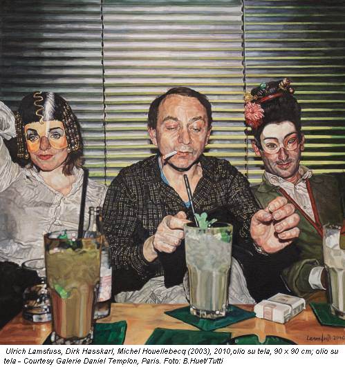 Ulrich Lamsfuss, Dirk Hasskarl, Michel Houellebecq (2003), 2010,olio su tela, 90 x 90 cm; olio su tela - Courtesy Galerie Daniel Templon, Paris. Foto: B.Huet/Tutti