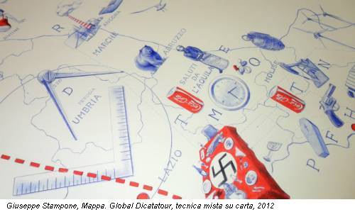 Giuseppe Stampone, Mappa. Global Dicatatour, tecnica mista su carta, 2012