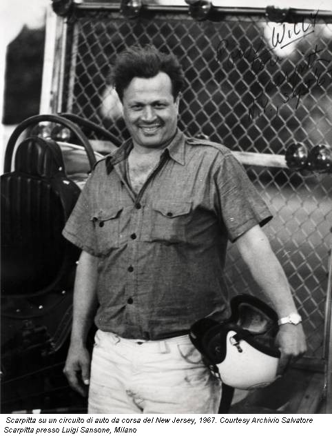 Scarpitta su un circuito di auto da corsa del New Jersey, 1967. Courtesy Archivio Salvatore Scarpitta presso Luigi Sansone, Milano