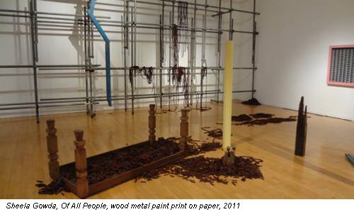 Sheela Gowda, Of All People, wood metal paint print on paper, 2011