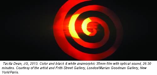 Tacita Dean, JG, 2013. Color and black & white anamorphic 35mm film with optical sound, 26:30 minutes. Courtesy of the artist and Frith Street Gallery, London/Marian Goodman Gallery, New York/Paris.