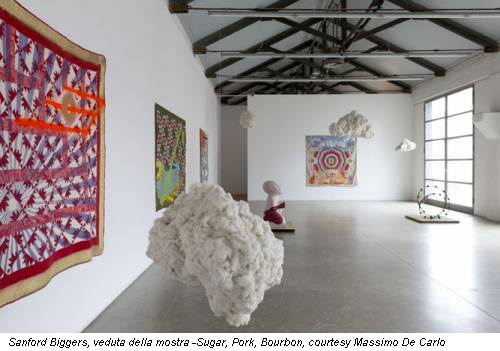 Sanford Biggers, veduta della mostra -Sugar, Pork, Bourbon, courtesy Massimo De Carlo