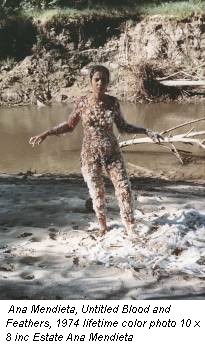 Ana Mendieta, Untitled Blood and Feathers, 1974 lifetime color photo 10 x 8 inc Estate Ana Mendieta