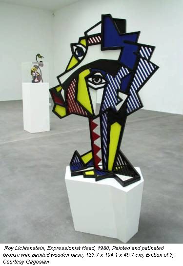 Roy Lichtenstein, Expressionist Head, 1980, Painted and patinated bronze with painted wooden base, 139.7 x 104.1 x 45.7 cm, Edition of 6, Courtesy Gagosian