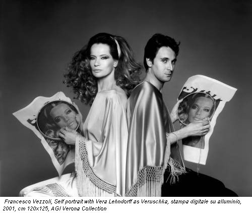 Francesco Vezzoli, Self portrait with Vera Lehndorff as Veruschka, stampa digitale su alluminio, 2001, cm 120x125, AGI Verona Collection
