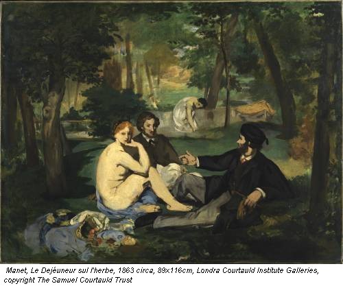 Manet, Le Dejéuneur sul l'herbe, 1863 circa, 89x116cm, Londra Courtauld Institute Galleries, copyright The Samuel Courtauld Trust