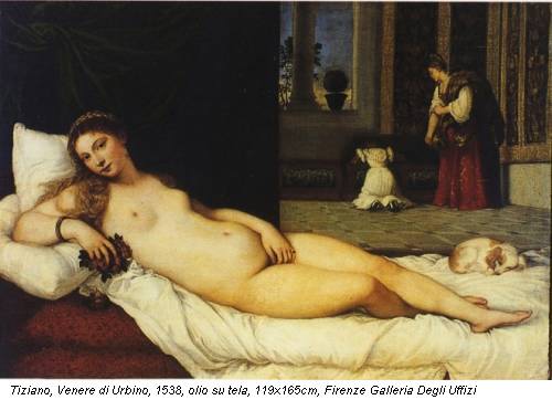Tiziano, Venere di Urbino, 1538, olio su tela, 119x165cm, Firenze Galleria Degli Uffizi