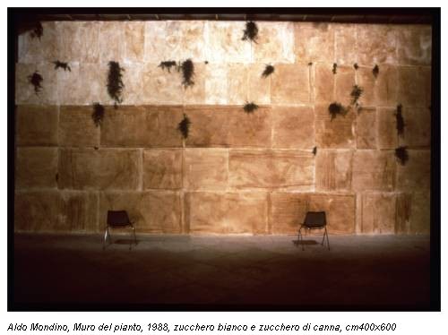 Aldo Mondino, Muro del pianto, 1988, zucchero bianco e zucchero di canna, cm400x600