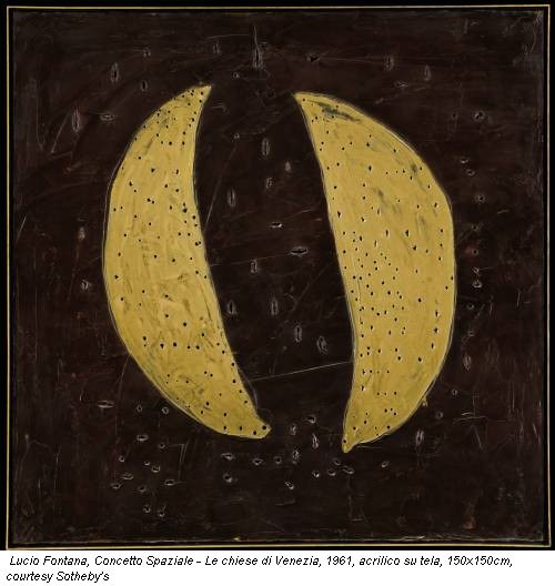 Lucio Fontana, Concetto Spaziale - Le chiese di Venezia, 1961, acrilico su tela, 150x150cm, courtesy Sotheby's