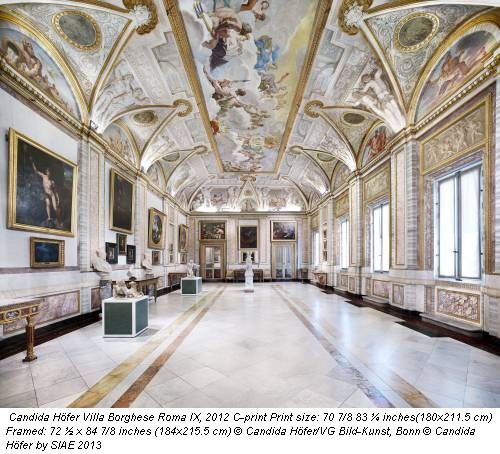 Candida Höfer Villa Borghese Roma IX, 2012 C-print Print size: 70 7/8 83 ¼ inches(180x211.5 cm) Framed: 72 ½ x 84 7/8 inches (184x215.5 cm) &copy; Candida Höfer/VG Bild-Kunst, Bonn &copy; Candida Höfer by SIAE 2013