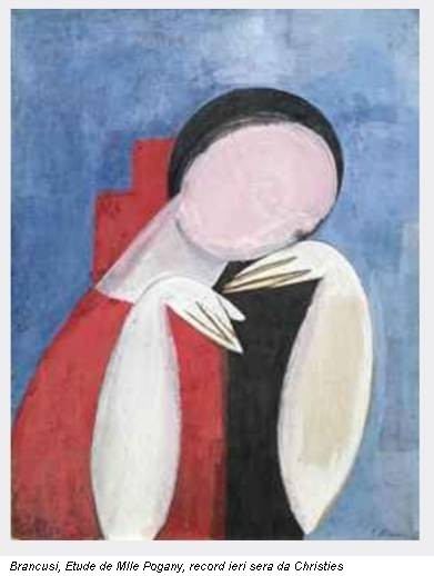 Brancusi, Etude de Mlle Pogany, record ieri sera da Christies