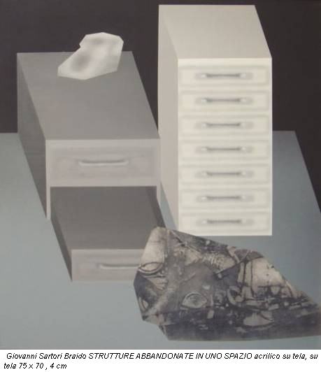 Giovanni Sartori Braido STRUTTURE ABBANDONATE IN UNO SPAZIO acrilico su tela, su tela 75 x 70 , 4 cm