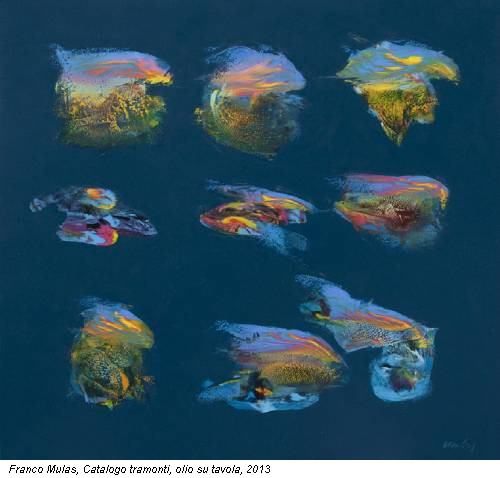 Franco Mulas, Catalogo tramonti, olio su tavola, 2013