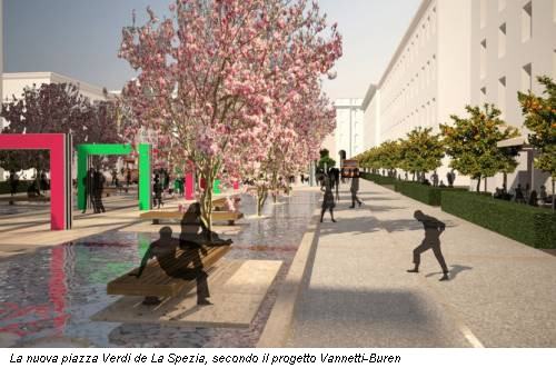 La nuova piazza Verdi de La Spezia, secondo il progetto Vannetti-Buren