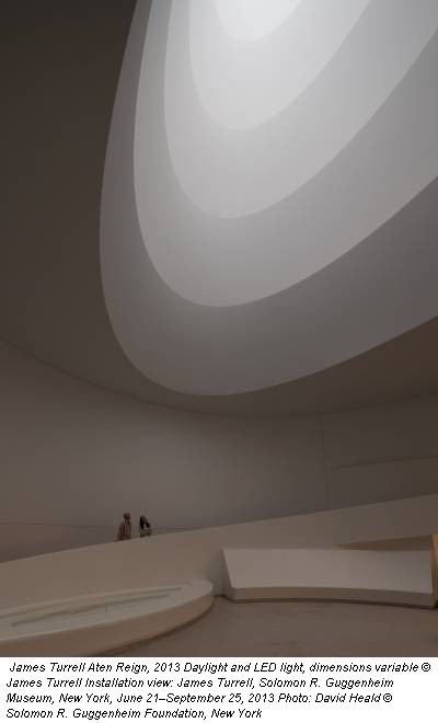 James Turrell Aten Reign, 2013 Daylight and LED light, dimensions variable © James Turrell Installation view: James Turrell, Solomon R. Guggenheim Museum, New York, June 21–September 25, 2013 Photo: David Heald © Solomon R. Guggenheim Foundation, New York