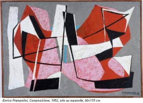 Enrico Prampolini, Composizione, 1952, olio su masonite, 80x115 cm