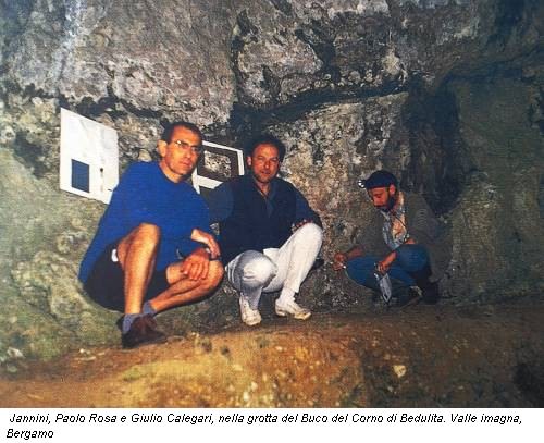 Jannini, Paolo Rosa e Giulio Calegari, nella grotta del Buco del Corno di Bedulita. Valle imagna, Bergamo