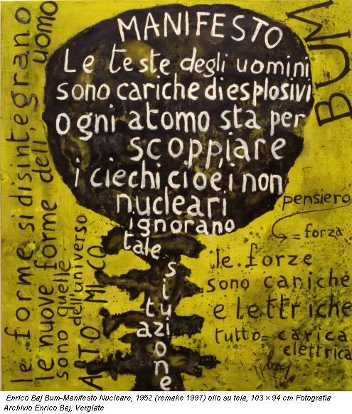 Enrico Baj Bum-Manifesto Nucleare, 1952 (remake 1997) olio su tela, 103 × 94 cm Fotografia Archivio Enrico Baj, Vergiate