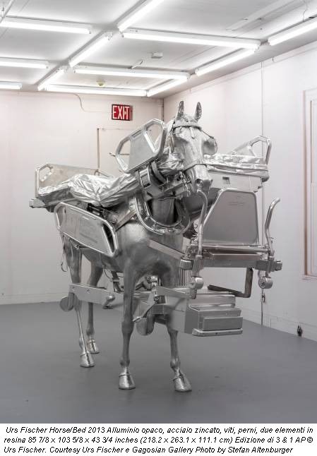 Urs Fischer Horse/Bed 2013 Alluminio opaco, acciaio zincato, viti, perni, due elementi in resina 85 7/8 x 103 5/8 x 43 3/4 inches (218.2 x 263.1 x 111.1 cm) Edizione di 3 & 1 AP © Urs Fischer. Courtesy Urs Fischer e Gagosian Gallery Photo by Stefan Altenburger