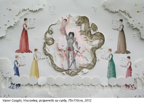 Vanni Cuoghi, Viscontea, acquerello su carta, 75x110cm, 2012