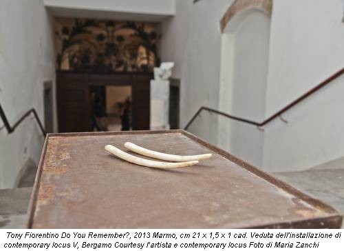 Tony Fiorentino Do You Remember?, 2013 Marmo, cm 21 x 1,5 x 1 cad. Veduta dell'installazione di contemporary locus V, Bergamo Courtesy l’artista e contemporary locus Foto di Maria Zanchi