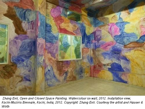 Zhang Enli, Open and Closed Space Painting. Watercolour on wall, 2012. Installation view, Kochi-Muziris Biennale, Kochi, India, 2012. Copyright: Zhang Enli. Courtesy the artist and Hauser & Wirth