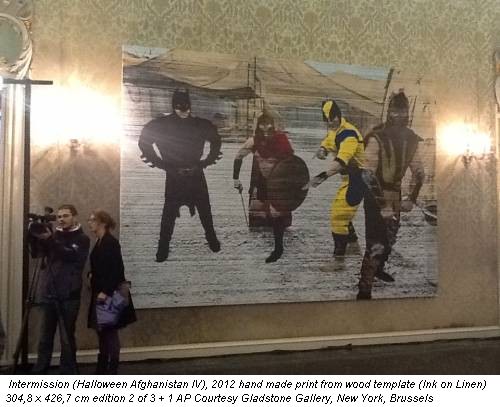 Intermission (Halloween Afghanistan IV), 2012 hand made print from wood template (Ink on Linen) 304,8 x 426,7 cm edition 2 of 3 + 1 AP Courtesy Gladstone Gallery, New York, Brussels