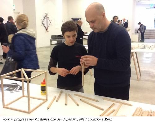work in progress per l'installazione dei Superflex, alla Fondazione Merz