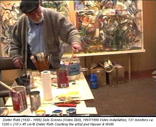 Dieter Roth (1930 - 1998) Solo Scenes (Video Still), 1997/1998 Video installation; 131 monitors ca. 1200 x 210 x 45 cm © Dieter Roth Courtesy the artist and Hauser & Wirth