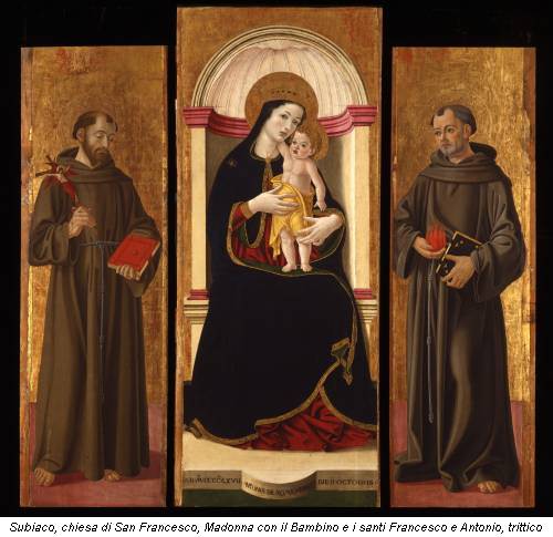 Subiaco, chiesa di San Francesco, Madonna con il Bambino e i santi Francesco e Antonio, trittico