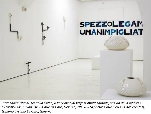 Francesca Romei, Mariella Siano, A very special project about ceramic, veduta della mostra / exhibition view, Galleria Tiziana Di Caro, Salerno, 2013-2014 photo: Domenico Di Caro courtesy Galleria Tiziana Di Caro, Salerno