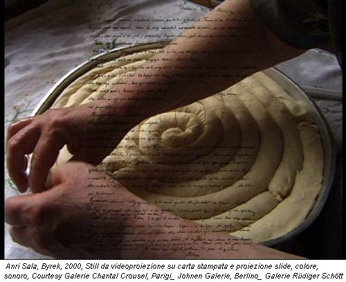 Anri Sala, Byrek, 2000, Still da videoproiezione su carta stampata e proiezione slide, colore, sonoro, Courtesy Galerie Chantal Crousel, Parigi_ Johnen Galerie, Berlino_ Galerie Rüdiger Schött