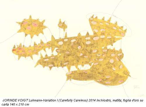 JORINDE VOIGT Luhmann-Variation I (Carefully Careless) 2014 Inchiostro, matita, foglia d'oro su carta 140 x 210 cm