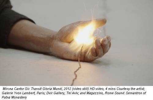 Mircea Cantor Sic Transit Gloria Mundi, 2012 (video still) HD video, 4 mins Courtesy the artist; Galerie Yvon Lambert, Paris; Dvir Gallery, Tel Aviv; and Magazzino, Rome Sound: Semantron of Putna Monastery