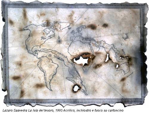 Lazaro Saavedra La Isla del tesoro, 1993 Acrilico, inchiostro e fuoco su cartoncino