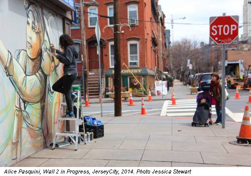 Alice Pasquini, Wall 2 in Progress, JerseyCity, 2014. Photo Jessica Stewart