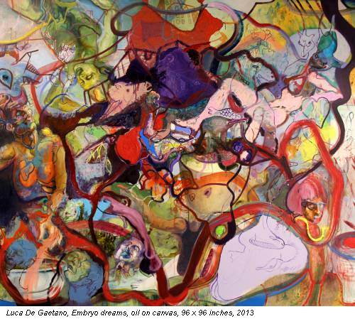 Luca De Gaetano, Embryo dreams, oil on canvas, 96 x 96 inches, 2013