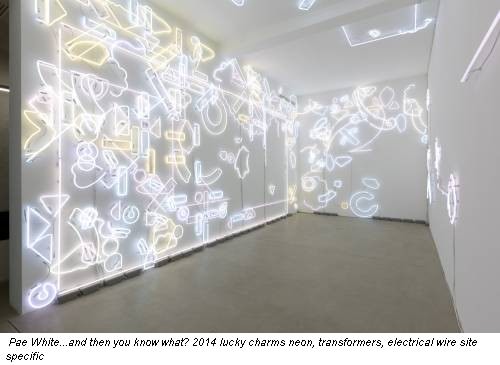 Pae White...and then you know what? 2014 lucky charms neon, transformers, electrical wire site specific