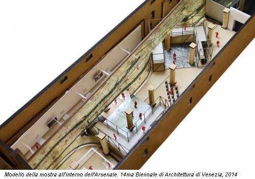 Modello della mostra all'interno dell'Arsenale. 14ma Biennale di Architettura di Venezia, 2014