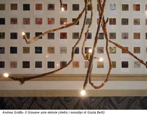 Andrea Grotto- Il Giovane sole debole (dietro i monotipi di Giulia Belli)