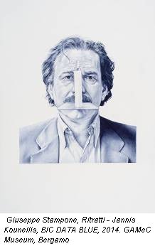 Giuseppe Stampone, Ritratti - Jannis Kounellis, BIC DATA BLUE, 2014. GAMeC Museum, Bergamo